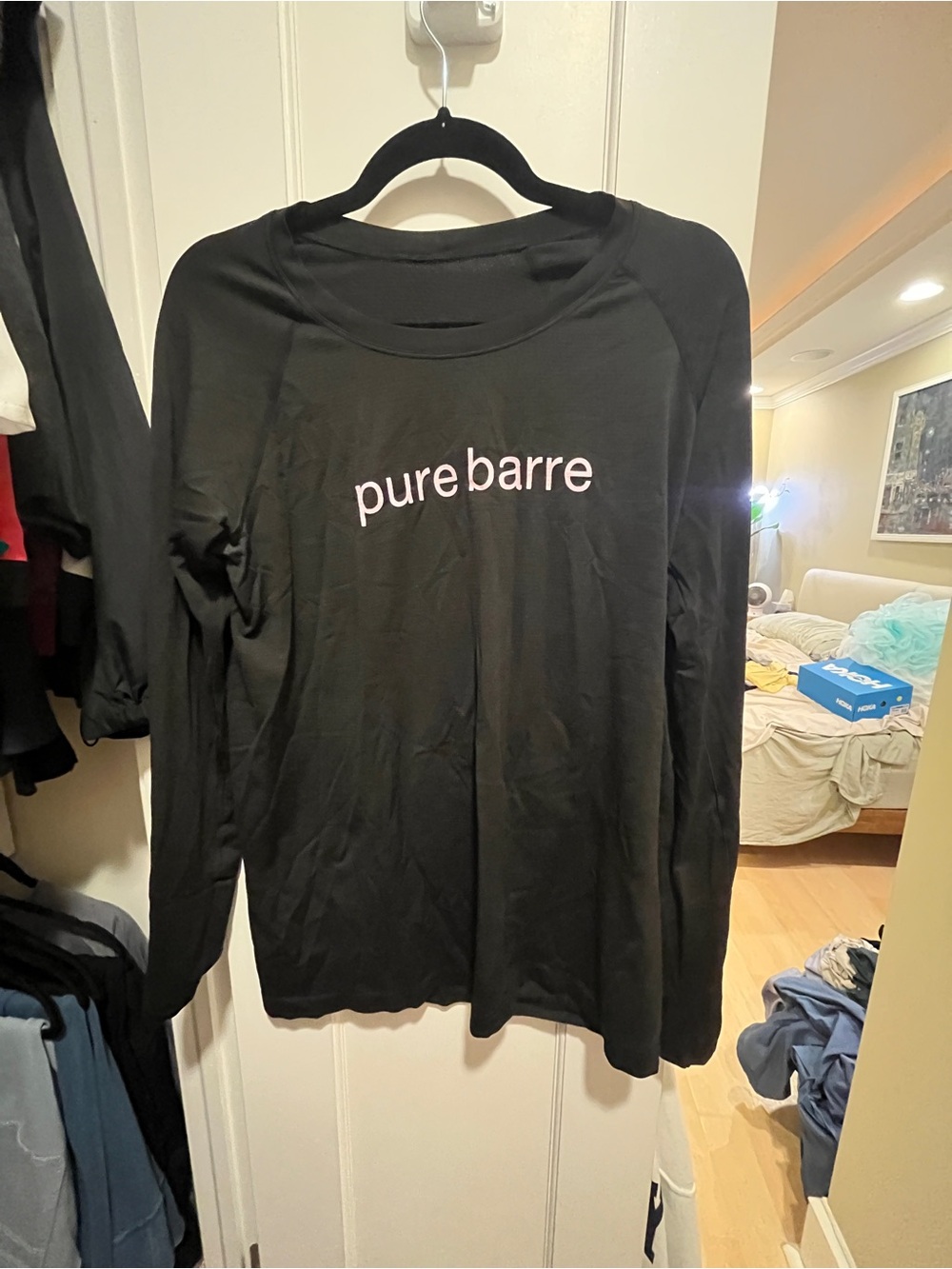 lululemon athletica Pure Barre Black Long Sleeve Logo Tee